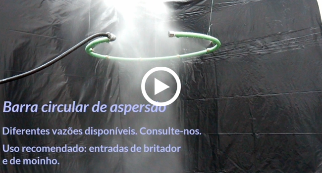 Demonstração da barra circular de aspersão em ação