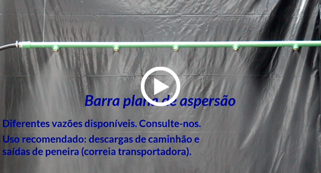 Demonstração da barra plana de aspersão em ação