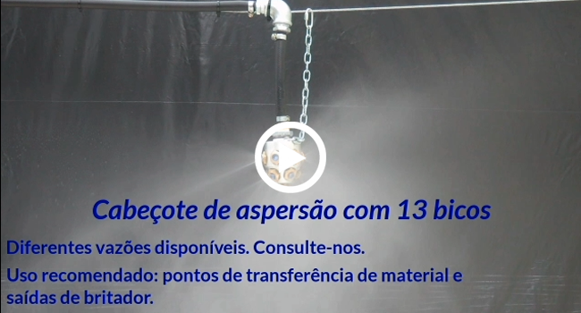 Demonstração do cabeçote de aspersão com 13 bicos em ação
