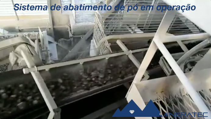 Sistema de abatimento de pó em operação
