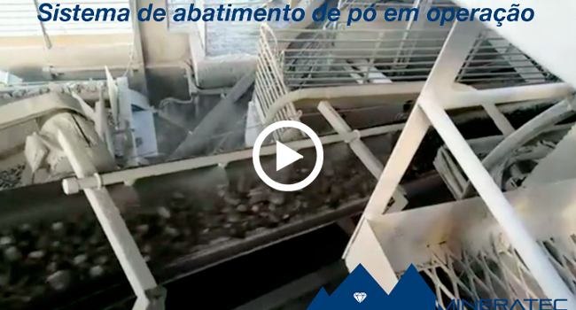 Sistema de abatimento de pó em operação